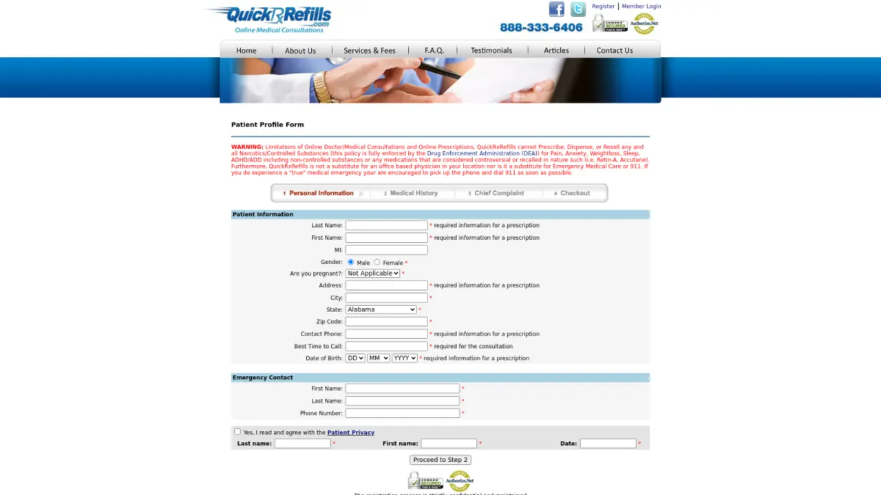 QuickRxRefills.com Review: Navigating the Patient Profile Form with Ease