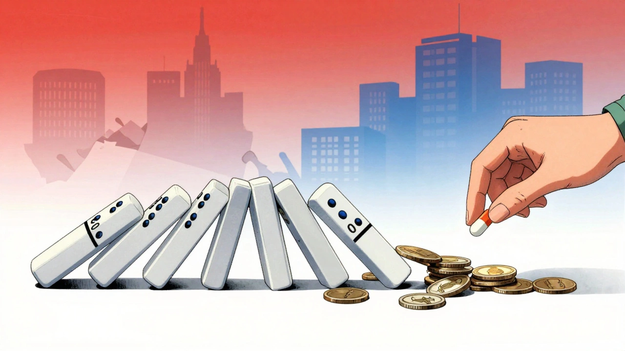 Three generic manufacturers collapsing like dominoes, turning prices into pennies for a patient.