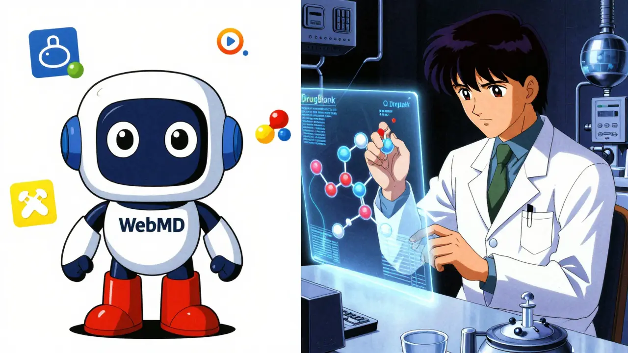 Comparison of consumer vs professional drug checker interfaces