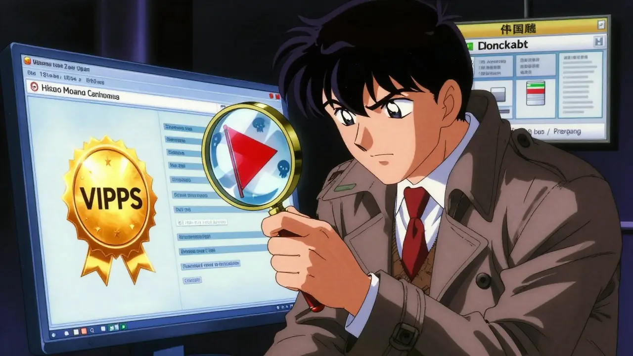 Detective checking for fake online pharmacies